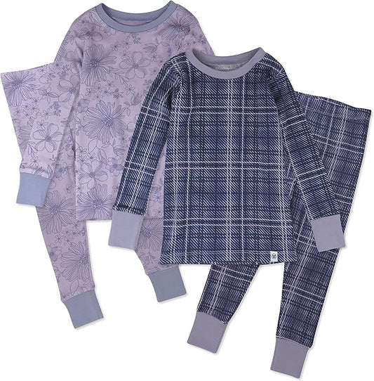 HonestBaby 4 Piece Pajamas Sleepwear Pjs 100% Organic Cotton for Infant Baby and Toddler Boys, Girls, Unisex