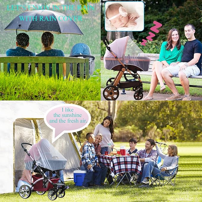 Stroller Rain Cover Baby Mosquito Net Universal Weather Shield Bug Net for Jogging Stroller Pushchair Buggy Pram Protect Baby from Rain Insect Wind Bug Snow Fly Shade Shield Netting Plastic