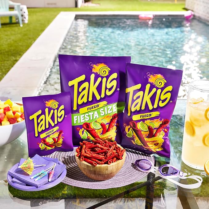 Takis Fuego 40 pc / 1 oz Multipack - Hot Chili Pepper & Lime Flavored Extreme Spicy Rolled Tortilla Chips - Individual Bags, Perfect for Tailgates, Parties, Lunchboxes or Lunches
