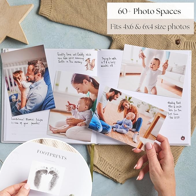 Baby Memory Book New Mom Gift - Baby Scrapbook Record Book & Photo Album - Gift for Newborns Baby Boy & Girl, Great For Baby Showers (Woodland)