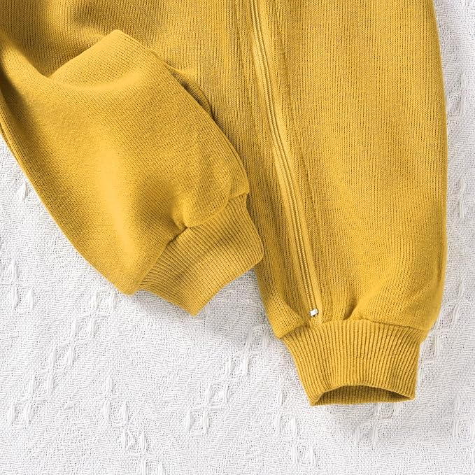 Unutiylo Unisex Baby Boys Girls Long Sleeve Infant Baby Zipper Hooded Jumpsuits Romper Loose Outfit Clothes