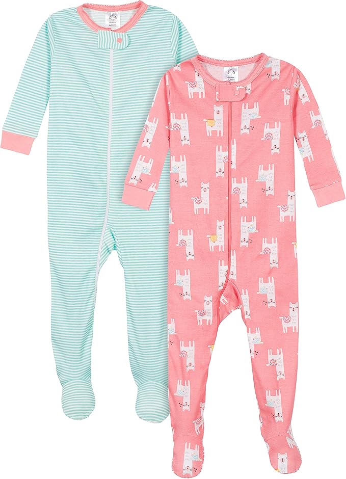 Gerber Baby Girls' 2-Pack Footed Pajamas