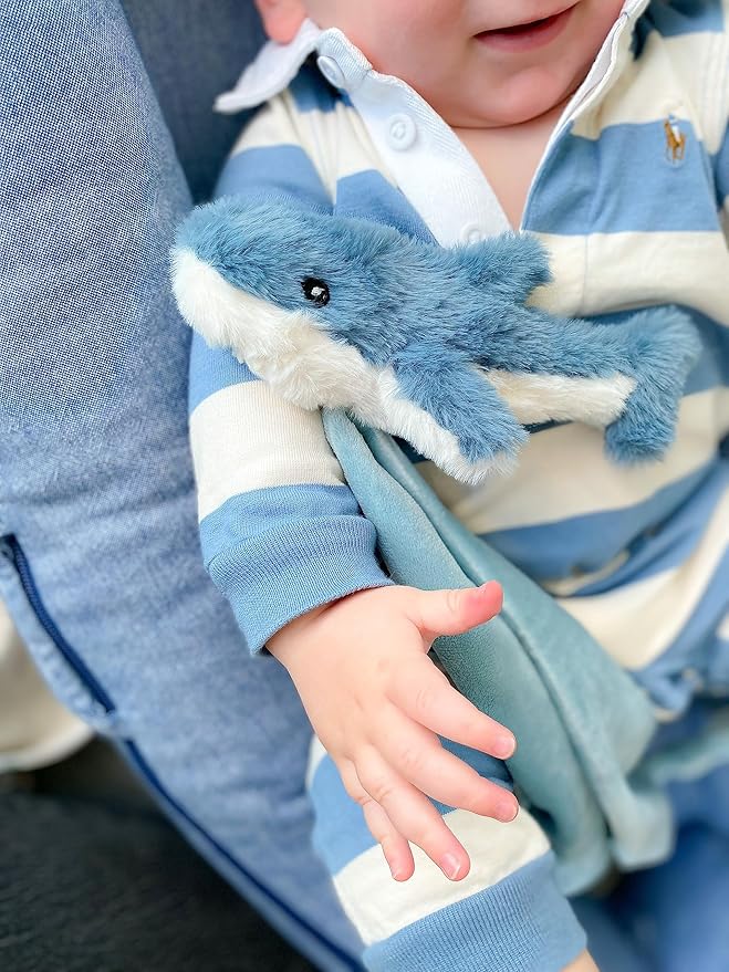 MON AMI Seaborn Shark Plush Lovey for Babies – 13.5” | Knotted Security Blanket for Newborns