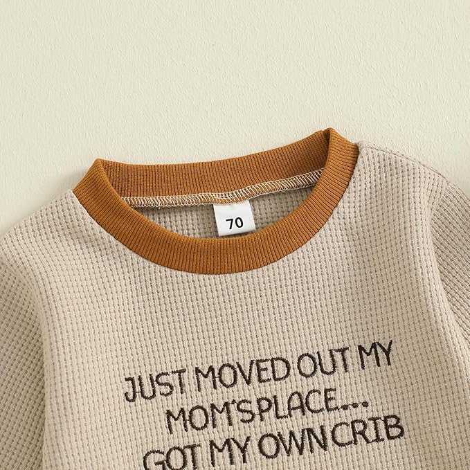 SAYOO Aunties Bestie Baby Girl Clothes Letter Embroidery Waffle Color Block Sweatshirt Bodysuit Fall Bubble Romper Pullover