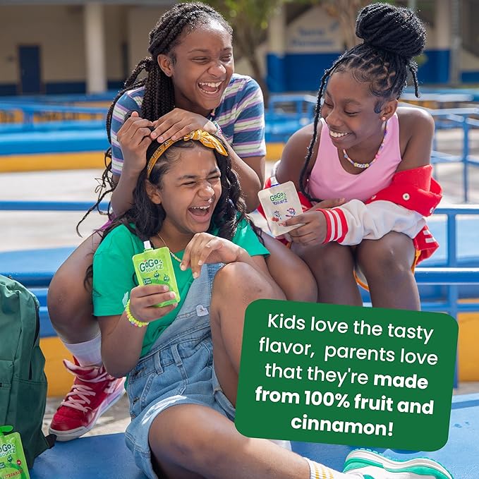 GoGo squeeZ Applesauce and Fruit Puree Variety Pack, Apple & Cinnamon, 3.2 oz (Pack of 20), Unsweetened Fruit Snacks for Kids, Gluten Free, Nut Free and Dairy Free, BPA Free Pouches