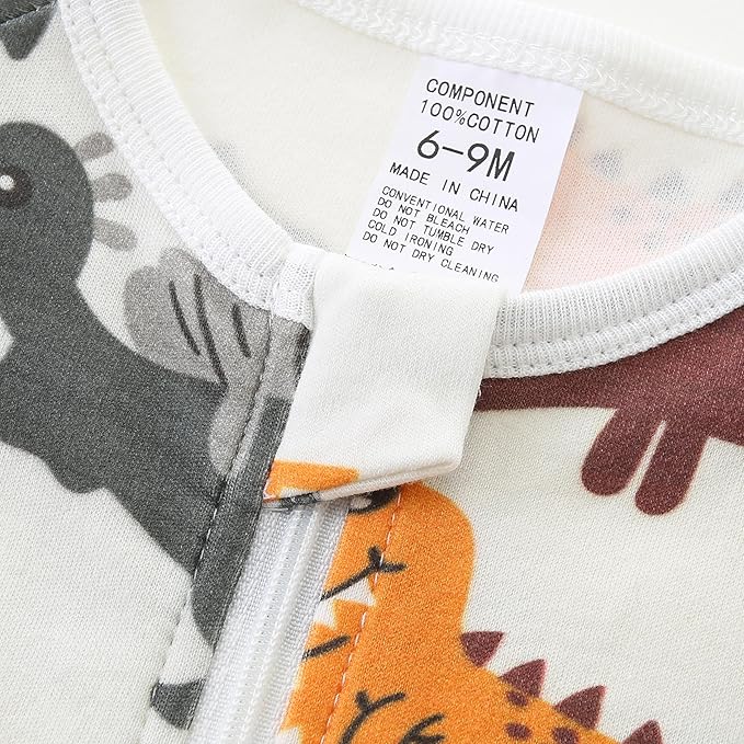 Baby Boy Girl Romper Short Sleeve 100% Cotton Bodysuit Outfits 2 Way Zipper Jumpsuit