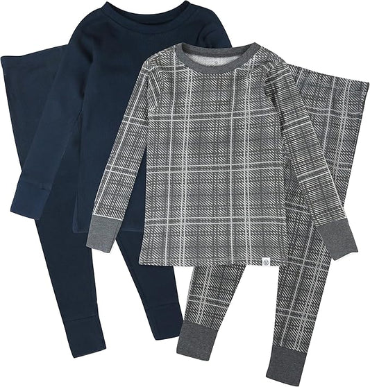 HonestBaby 4 Piece Pajamas Sleepwear Pjs 100% Organic Cotton for Infant Baby and Toddler Boys, Girls, Unisex