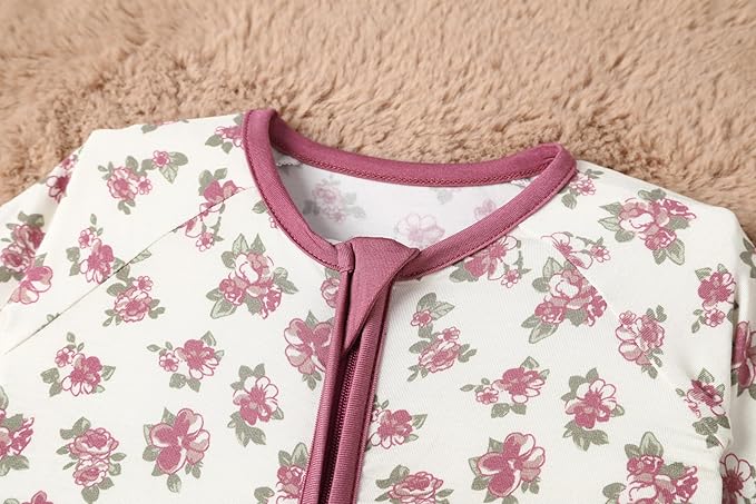 OPAWO Viscose from Bamboo Baby Pajamas Girl 2pack Mittens Cuff 2 Way Zipper Soft Footless Sleeper Baby Boy One-Piece Romper