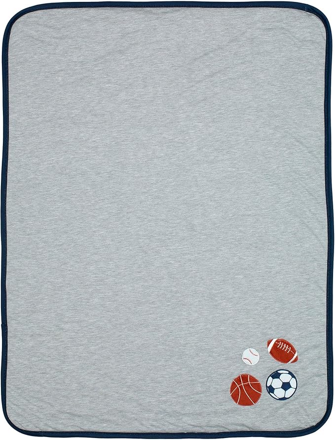 Lambs & Ivy Hall of Fame Sports Jersey/Faux Shearling Cozy Baby Blanket