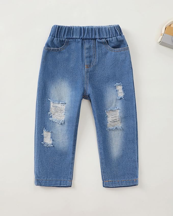 NZRVAWS Baby Boy Clothes Toddler Boy Outfit 2 3 4T 6 12 18 24 Month Fall Winter Hoodie Ripped Jeans Clothing