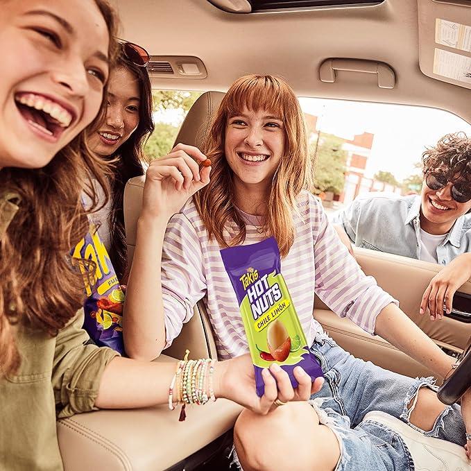 Takis Chile Limon Hot Nuts 3 ct, 12 pc / 3.2 oz Snack Size Case, Chili Pepper & Lime Flavored Mild Spicy Double-Crunch Peanuts