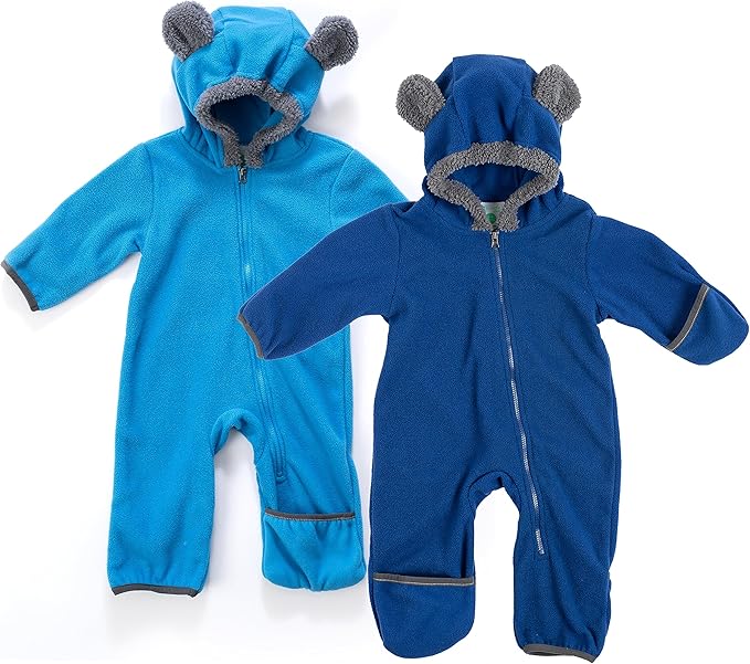 Cuddle Club Fleece Baby Bunting Bodysuit with Hood, Convertible Mittens & Booties, Car Seat Friendly, Soft & Warm, Easy Zip