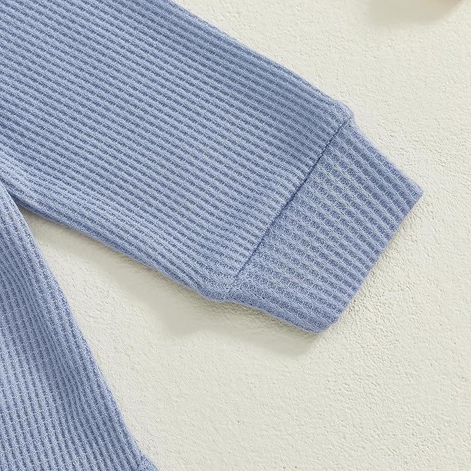 Kupretty Baby Boy Clothes 3 6 12 18 Months Fall Winter Outfit Mama's Boy Embroidery Waffle Long Sleeve Romper Pants Set