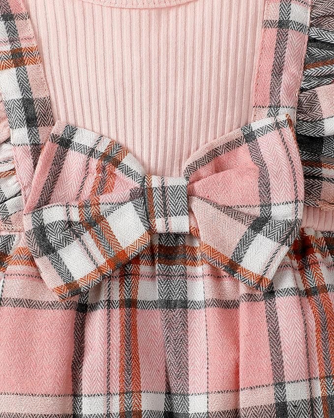 Newborn Infant Baby Girl Clothes Fall Winter Plaid Long Sleeve Jumpsuit One Piece Romper Bodysuit Baby Overalls Outfits