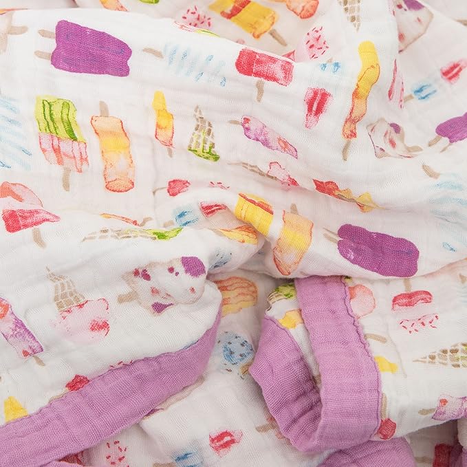 Little Unicorn Premium Quilted Throw | Super Soft, Multi-Layered Muslin XL Blanket| Great for Kids & Families (Brain Freeze)