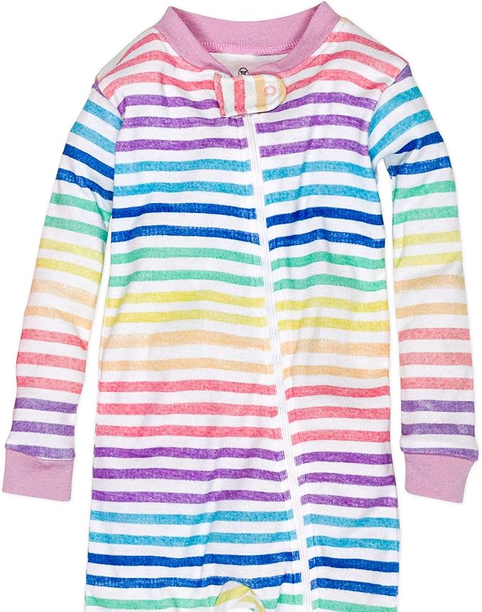 HonestBaby 2-Pack Non-Slip Footed Pajamas One-Piece Sleeper Jumpsuit Zip-Front Pjs 100% Organic Cotton for Baby Girls