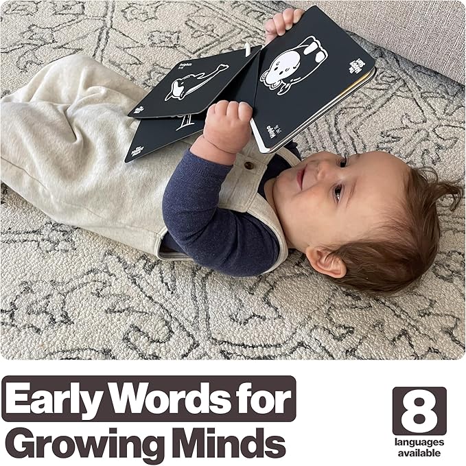 Happy Start High Contrast Baby Cards for Newborns - Black & White Cards, Water-Resistant, BPA-Free, Portable Educational Flashcards for Visual Stimulation, Award-Winning, Ages 0+ (English & Chinese)