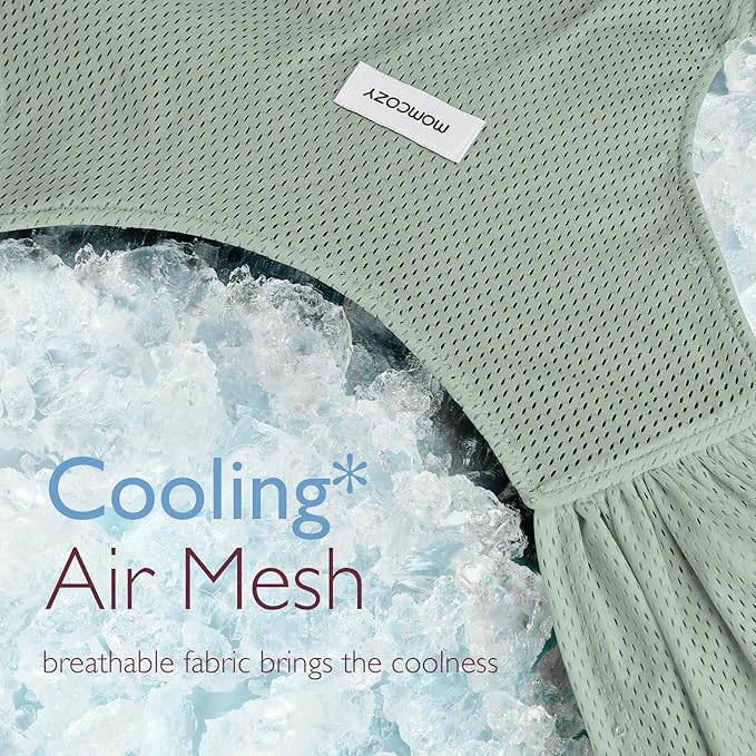 Momcozy Adjustable Buckle Baby Wrap Carrier Cooling Air-Mesh, Easy to Wear Baby Carrier Sling, Baby Carriers Newborn to Toddler 8-35lbs, Suit for Waist 47-57inch,Plus Size Grey Green