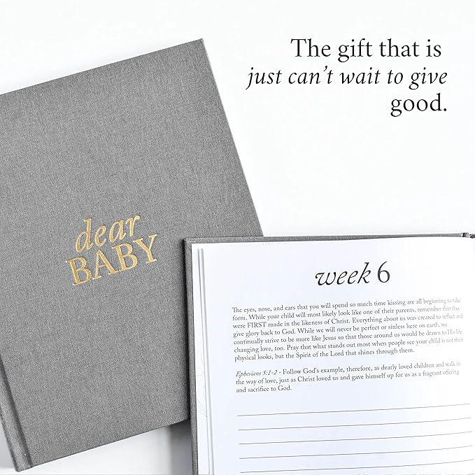 Pregnancy Prayer Journal - Christian Pregnancy Journal For Milestones - Linen-Bound Baby Book Keepsake - Gifts For Expecting Moms (Grey, 110 Pages)