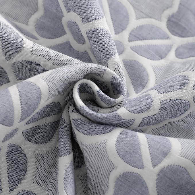 NTBAY 3 Layer Toddler Blanket, Muslin Cotton Jacquard Bed Blankets, Lightweight Thermal Baby Blanket, Super Soft and Warm Crib Blanket for All Seasons, Decoration Gift, 30"x40", Blue Clover