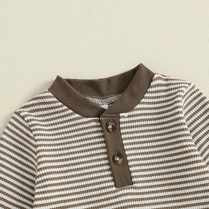 CIYCUIT Newborn Baby Boy Clothes Ribbed Knit Long Sleeve Bodysuit Pants 2-Piece Fall Winter Outfits