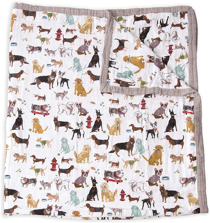 Little Unicorn Premium Quilted Throw | Super Soft, Multi-Layered Muslin XL Blanket| Great for Kids & Families (Woof)
