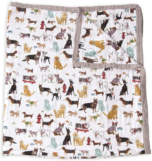 Little Unicorn Premium Quilted Throw | Super Soft, Multi-Layered Muslin XL Blanket| Great for Kids & Families (Woof)