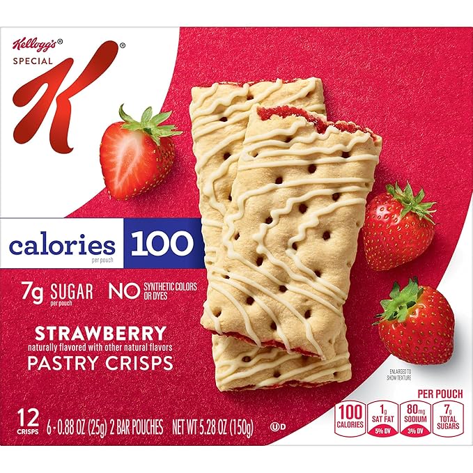 Special K Bar Pastry Crisps, Breakfast Bars, 100 Calorie Snacks, Strawberry (8 Boxes, 96 Count)