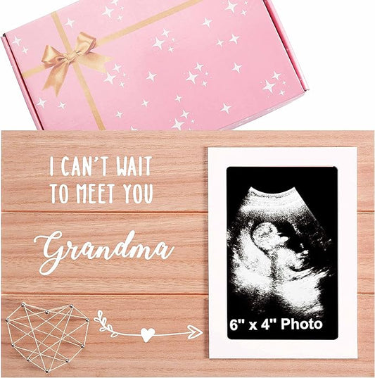 Pregnancy Announcement Gifts for Mother Mom,Pregnancy Reveal to Grandmother Ultrasound Wooden Picture Frame Present,Sonogram Wooden Photo Frame-Grandmother To Be-Promoted to Grandma