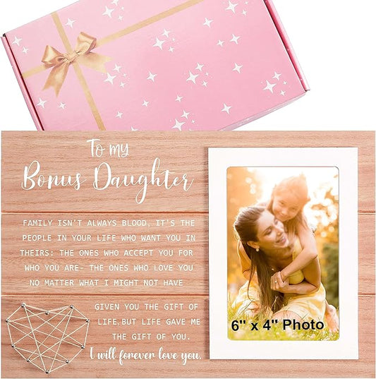 Bonus Daughter,Daughter in Law Present-Birthday Graduation Wedding Christmas Gift for Stepdaughter-Wooden Photo Frame Picture Frame-I Might Not Have Given You the Gift of Life
