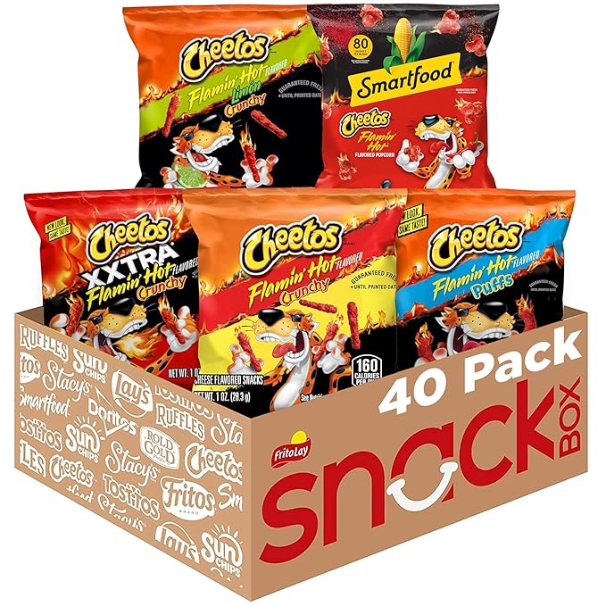 Cheetos Cheese Flavored Snacks, Flamin' Hot Mix Variety Pack, (Pack of 40)