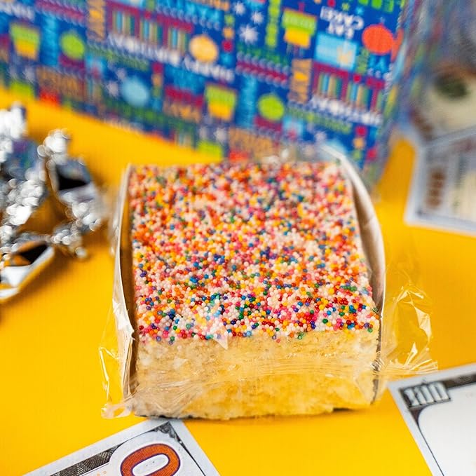 SendaCake Birthday Billionaire Box, Ready to Gift, No Assembly Required - with Music, Sweet Caramels & Delicious 3" Rainbow Sprinkle Dots Cake for Delivery - Gift for Women, Men, Sister, Mom, Dad, Best Friend, Adults, Kids
