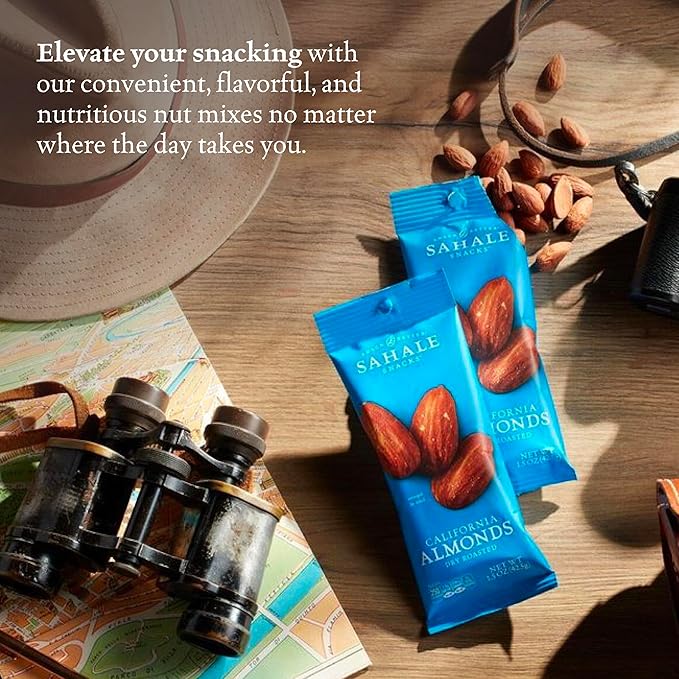 Sahale Snacks California Dry Roasted Almonds, 1.5 oz Grab & Go Bags (18 Packs) - Dry-Roasted Almonds with a Touch of Sea Salt - Non-GMO, Kosher, & Certified Gluten-Free Snacks
