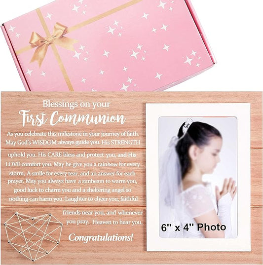Blessings on Your First Communion Gift- Confirmation Gift- Holy 1st Communion Keepsake- Catholic Confirmation Present- Photo Frame Picture Frame Present-Congratulations