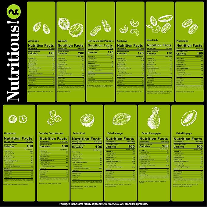 NUT CRAVINGS Gourmet Collection - Happy Birthday Treats, Dried Fruit & Mixed Nuts Gift Basket with Bday Ribbon in Reusable Wooden Tray (12 Assortments) Food Arrangement, Healthy Snack, Food Assortments