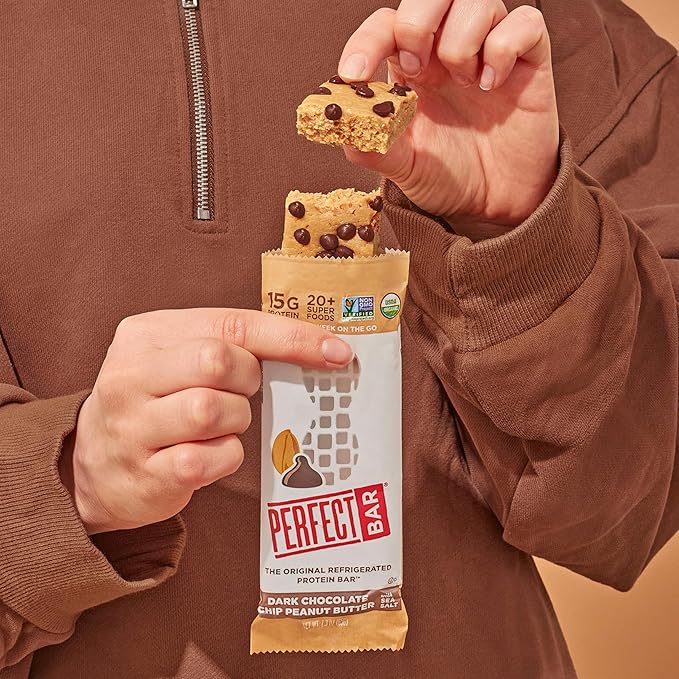 Perfect Bar Original Refrigerated Protein Bar, Dark Chocolate Chip Peanut Butter, 2.3 Ounce Bar, 8 Count (Pack of 3)
