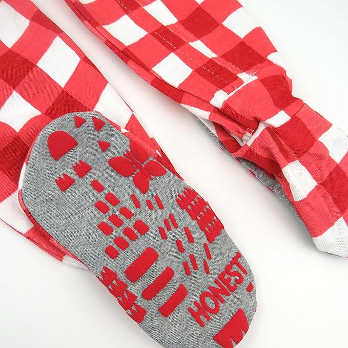 HonestBaby Non-Slip Footed Holiday Pajamas One-Piece Sleeper Zip-Front PJs Organic Cotton for Baby Boys, Girls, Unisex