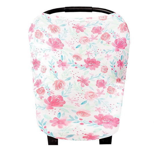 Baby Car Seat Cover Canopy and Nursing Cover Multi-Use Stretchy 5 in 1 Gift June by Copper Pearl