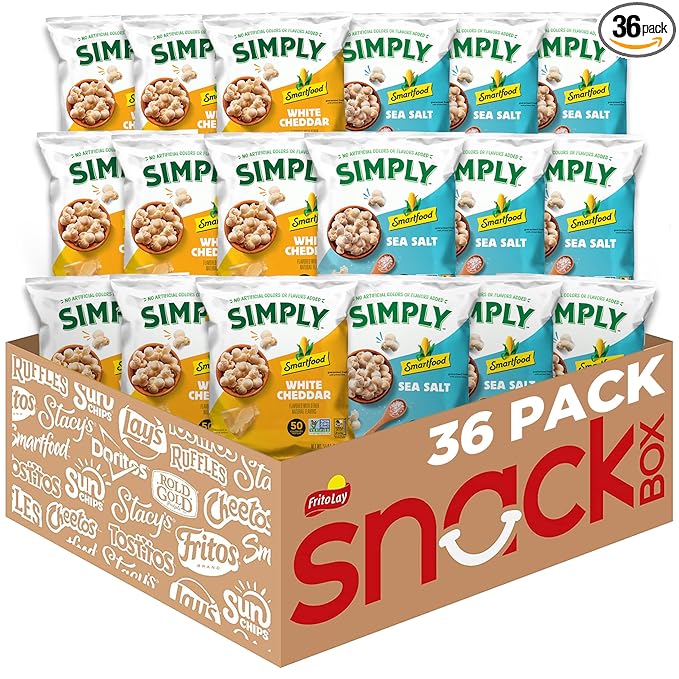 Smartfood Simply Variety Pack, White Cheddar and Sea Salt 0.5oz (36 Count)