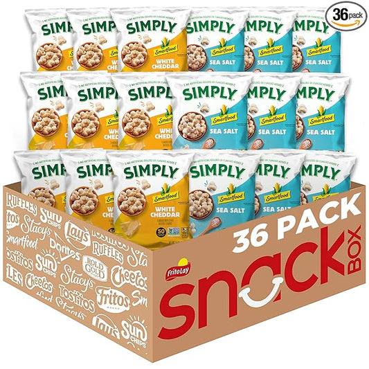 Smartfood Simply Variety Pack, White Cheddar and Sea Salt 0.5oz (36 Count)