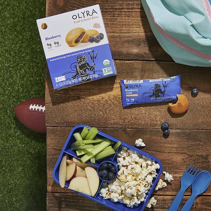 Olyra Blueberry Fruit Bars, Prebiotic High Fiber Snack, Organic Snack, Healthy Snacks for Adults and Kids, Low Sugar, Vegan, Office Breakfast Bars, USDA Certified Organic, Non GMO (Pack of 24)