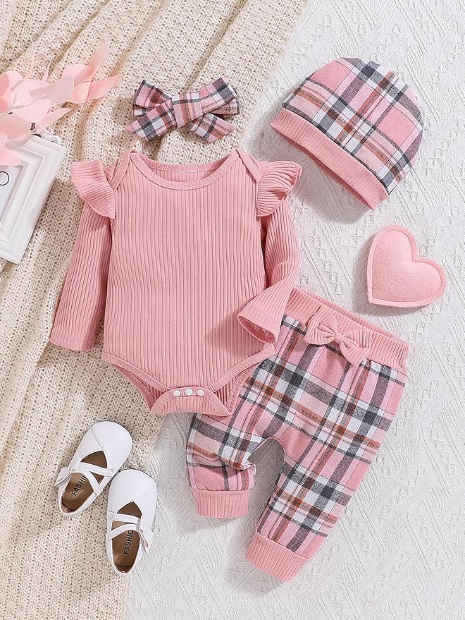 Baby Girl Clothes Newborn Infant Outfits Cute Summer Clothes Spring Romper Set+Hat+Headband