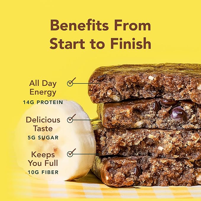 ALOHA Organic Plant Based Protein Bars - Banana Bread Chocolate Chip - 12 Count, 1.9oz Bars - Vegan Snacks, Low Sugar, Gluten-Free, Low Carb, Paleo, Non-GMO, Stevia-Free, No Sugar Alcohols