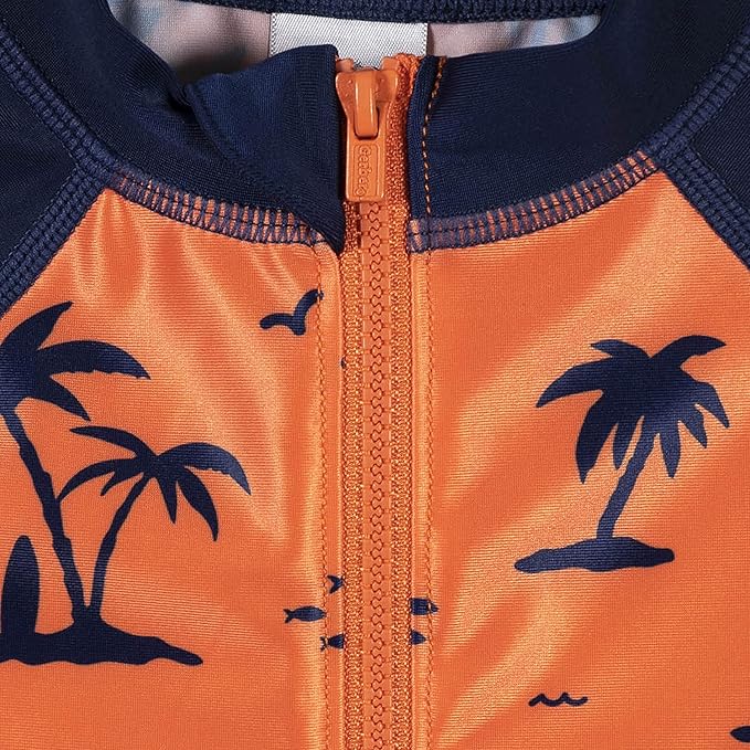 Gerber Boys' Toddler Long Sleeve One Piece Sun Protection Rashguard Swimsuit