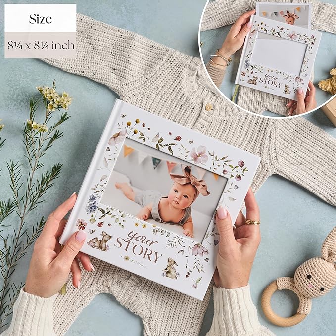 Baby Memory Book New Mom Gift - Baby Scrapbook Record Book & Photo Album - Gift for Newborns Baby Boy & Girl, Great For Baby Showers (Woodland)