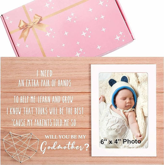 Godmother Proposal Gift-Will You Be My Godmother- Photo Frame Keepsake from Godchild-Baptism Present for -First Communion Confirmation Religious Proposal Gift-Picture Frame Present