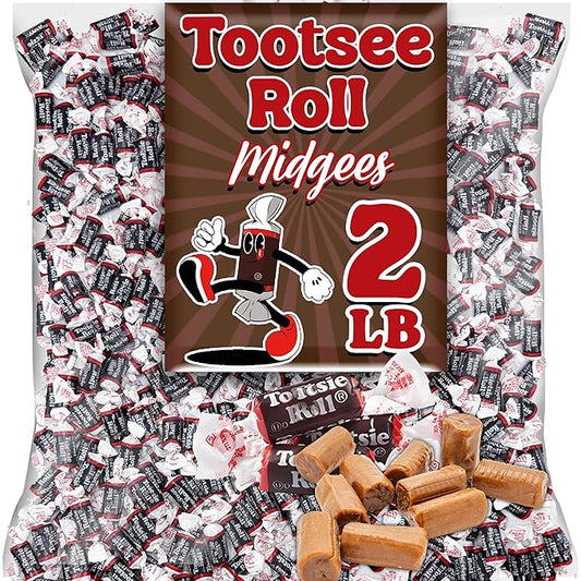 Chocolate Chewy Candy, Bulk 2 Lbs Chewy Chocolate, Individually Wrapped Gluten Free and Peanut Free Chewy Taffy Candy, Mini Taffies for Kids Parties and Snacking