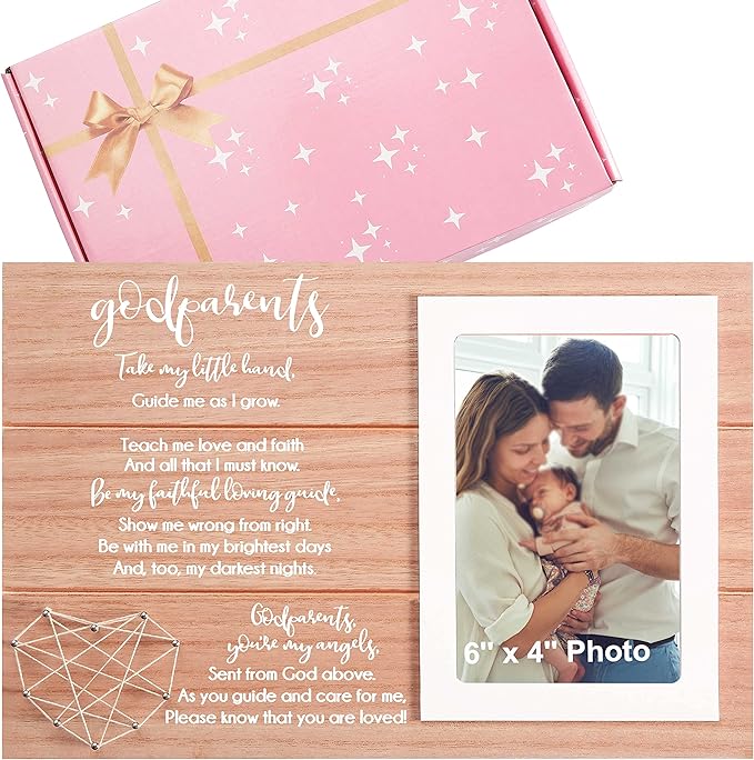 Godparents Photo Frame Present- Thank You Gift for - Baptism Gift for Godmother Godfather- Christening Picture Frame-Godparents Proposal Present-Will You Be My Godmother Godfather