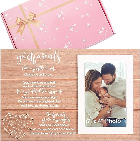 Godparents Photo Frame Present- Thank You Gift for - Baptism Gift for Godmother Godfather- Christening Picture Frame-Godparents Proposal Present-Will You Be My Godmother Godfather