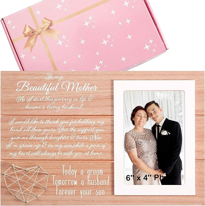 Photo Frame Gift for Mother of the Groom from Groom-Wedding Gifts for Mom from Son-Bridal Shower Present for Mom of the Groom-As I Start This Journey in Life-Picture Frame Present